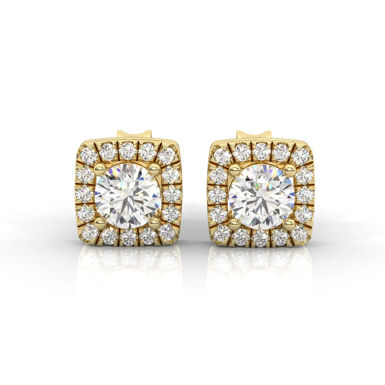 Nerissa Cushion Halo Stud Earrings